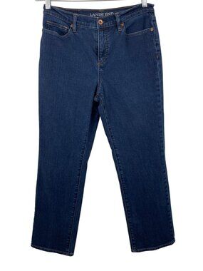 Lands End Womens High Rise Straight Jeans Petite Size 8 Blue Cotton Blend